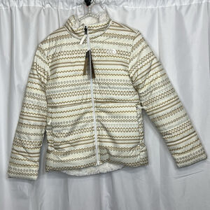 The North Face Girls Print Reversible Mossbud Swirl Jacket Sz L (14/16) Snow